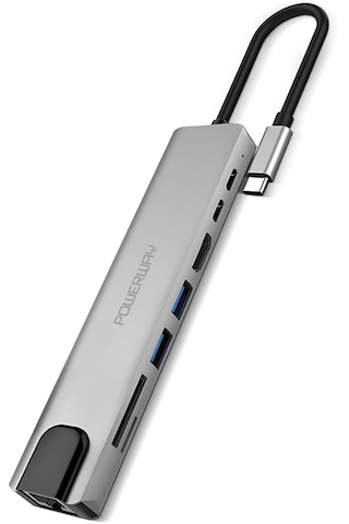 Powerway Type-c Hub Dönüştürücü Hdmi Usb Micro Sd Çevirici 8 Girişli Çoğaltıcı Universal Uyumluluk
