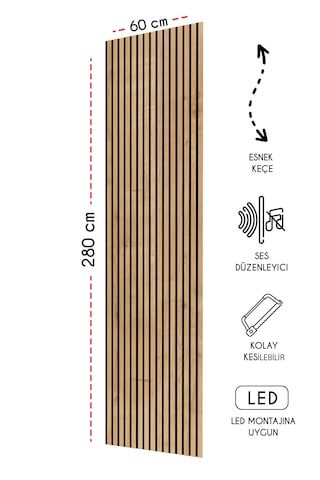 Mdf Akustik Duvar Ve Tavan Kaplama Paneli 60 x 275 CM - Safir Meşe