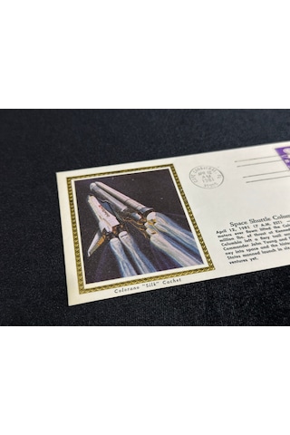 Uzay Temalı İlk Gün Zarfı İpek Baskı 1981 Usa Space Cover Space Shuttle Columbia Lift-off April 12.1981