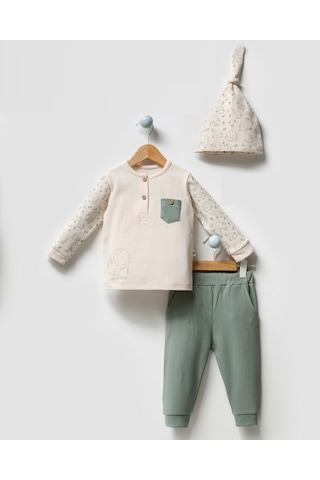 By Bubbles Unisex Bebek Fil Desenli İkili Takım Yeşil