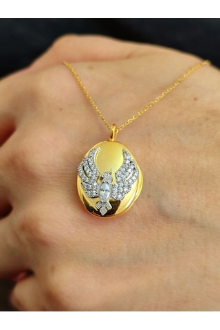 Modagümüşevi 925 Ayar Gümüş Alya Anka Kuşu Kolye 45 CM