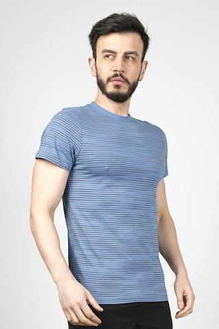 Cazador Erkek Bisiklet Yaka Tshirt 4014 İndigo 001