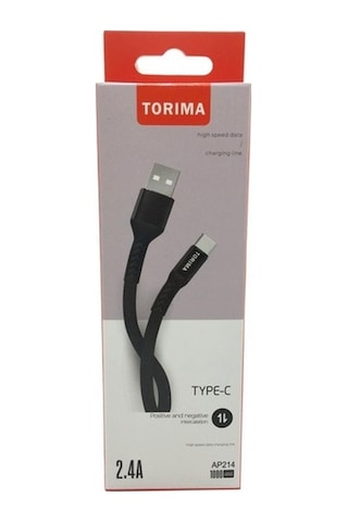 Torima Type-C 2.4A 1M Yassı Kablo Siyah (426144803)