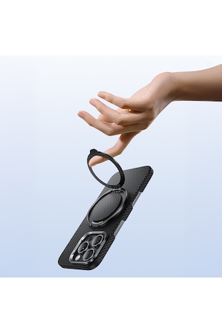 Benks L56 Magnetik Parmak Ring Stand 360 Derece Dönebilen Armorpop Kevlar Siyah-gri Siyah-gri