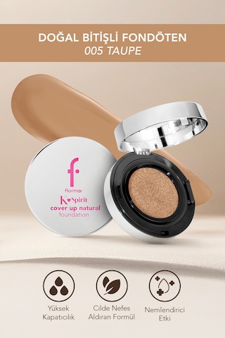Flormar K-Spirit Cover Up Yüksek Kapatıcı & Uzun Süre Kalıcı Doğal Bitişli Fondöten 005 Taupe