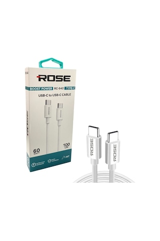 Rose Mr-940 Type-c To Type-c 60watt 1metre Şarj Kablosu
