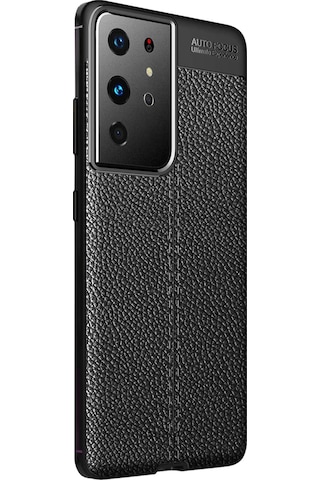 Microsonic Samsung Uyumlu Galaxy S21 Ultra Kılıf Deri Dokulu Silikon