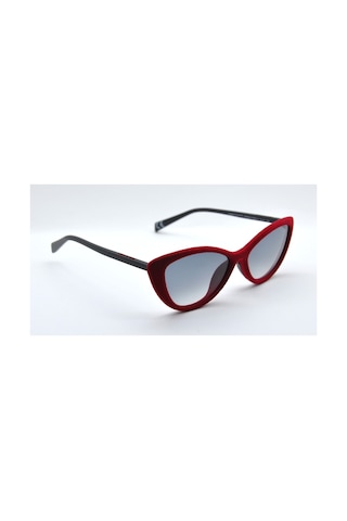 0404v 51 053 Kırmızı Kadife Cat Eye Gri Kız Çocuk Güneş Gözlüğü Kırmızı