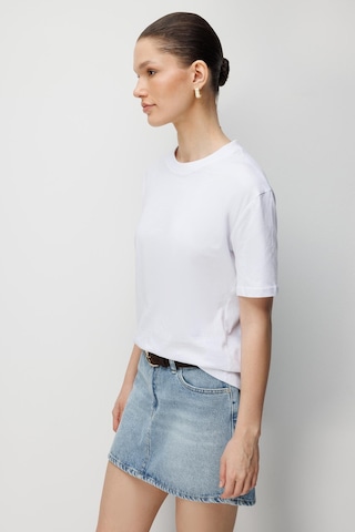 Mixray 4851 Kadın Oversize Fit Bisiklet Yaka Basic T-shirt Beyaz BEYAZ