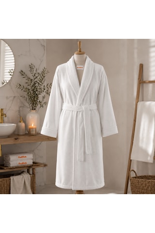 Özdilek Orijinal %100 Pamuk Unisex Bornoz Otel, Spa, Sauna Ve Hamam Kalitesi Yumuşak, Yüksek Su Emici Banyo Bornozu Anushka Fermuarlı Saklama Kılıfı Hediyeli Premium Hediye Seti Beyaz