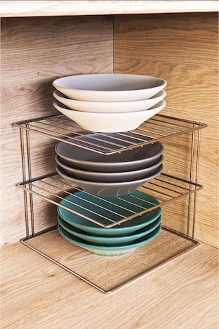 Magic Objects Chrome 3 Katlı Dolap İçi Raf Düzenleyici Mutfak Düzenleyici Tabak Bardak Düzenleyici Gri