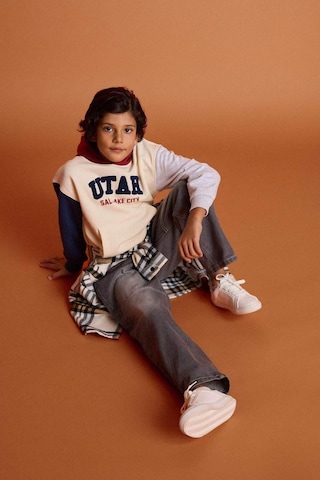 Defacto Erkek Çocuk Oversize Geniş Kalıp Kapüşonlu Baskılı İçi Yumuşak Tüylü Sweatshirt G5561a825cwer233 Ekru-er233