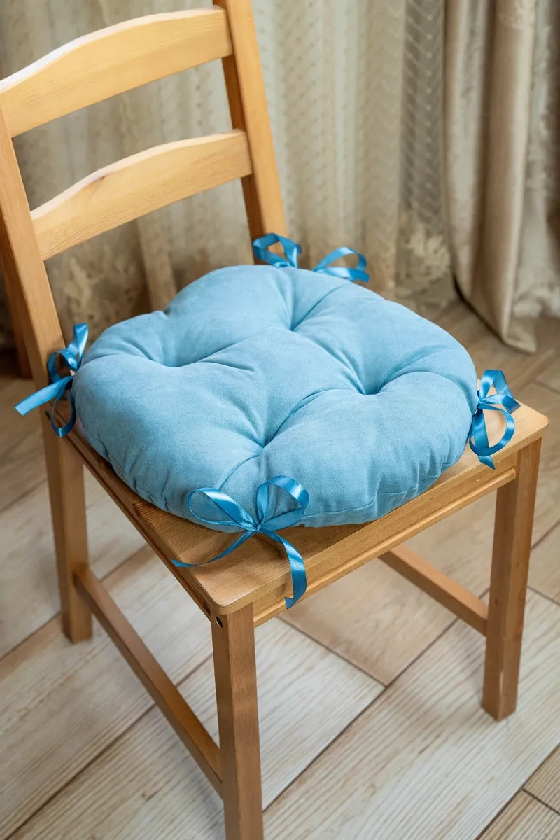 Slavıca 40x40 Cm Yuvarlak Sandalye Yastığı 2'li Set 226093509 Mavi Kadife