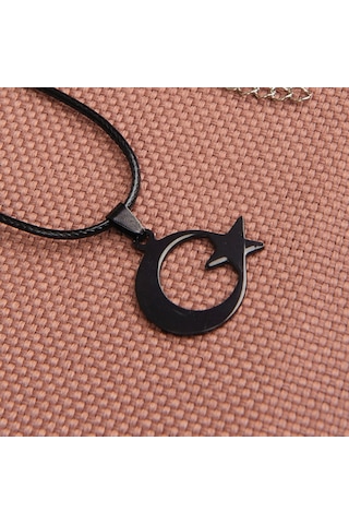Ay Yıldız Siyah Erkek Kolye Takı Aksesuar K24 T5 Siyah