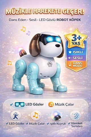 Dans Eden Sesli Işıklı Robot Köpek Eğitici Müzikli Dans Eden Sesli Işıklı Robot Köpek Mavi
