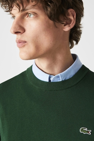 Lacoste Men's Regular Fit Crew Neck Dark Green Bisiklet Yaka Organik Pamuk Kazak Koyu Yeşil