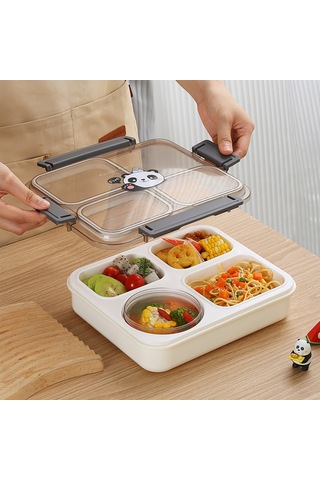 Kamp, Açık Piknik Ve Günlük Kullanım İçin Çevre Dostu Sızdırmaz Plastik Bento Kutusu Panda