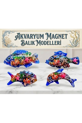 4 Adet Akvaryum Magnet Balık Modelleri Koleksiyonu Balık Koleksiyon