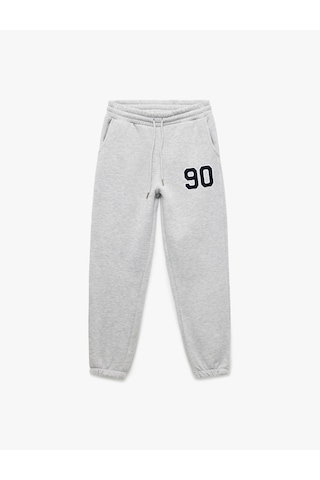 Koton Üç İplik Şardonlu Nakışlı Cepli Jogger Spor Eşofman Altı Gri Melanj 7wak40061nk
