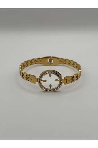 Arnes Jewelry Çelik Çeyrek Altın Takılabilen Kelepçe Bileklik