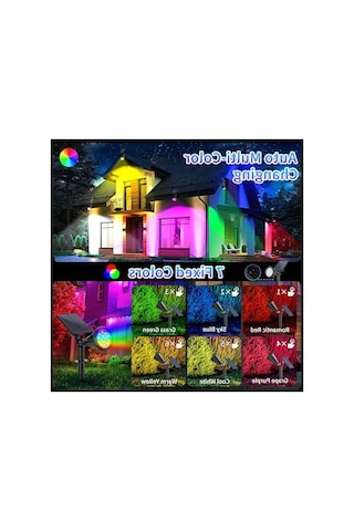 Güneş Enerjili Bahçe Aydınlatması, 18 Renk Rgb Led İle Dış Mekan Aydınlatma 10 Parça Siyah