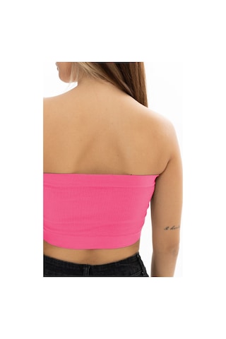 Mistirik Palude Model Straplez Bluz Örme Semaless Mdeol Bluz Bondeo Pembe Renk Pembe