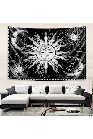 Monyee Bohem Pop Art Duvar Örtüsü - Yumuşak Flanel Materyal, Çok Amaçlı Dekor 150x100cm - Odalar, Salonlar İçin Zımba Desenli Duvar Dekoru Siyah Ve Beyaz