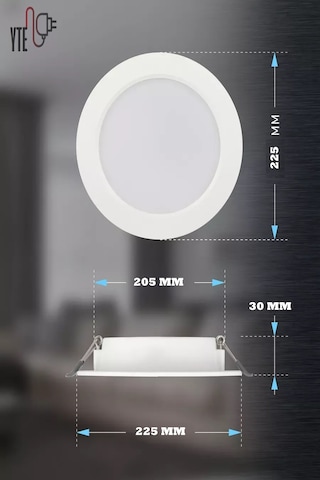 18 W Beyaz Sıva Altı Yuvarlak Led Panel 6500 K Yüksek Kalite Beyaz - Beyaz