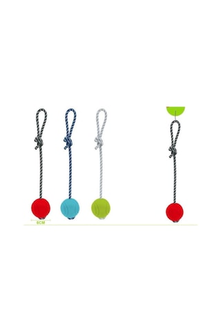 Nunbell Kauçuk Toplu Kordon Halatlı Köpek Oyuncağı 33 Cm Top 4 Cm