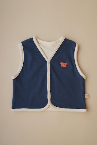 Yengeç Nakışlı Çift Taraflı Yelek İndigo