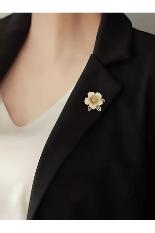 Bijoubijou Kadın Broşları 2'li Paket Çiçek 250613480 Altın Rengi