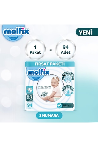 Molfix Premium Ultra Fırsat Paketi 3 Beden 94 Adet 3 Numara