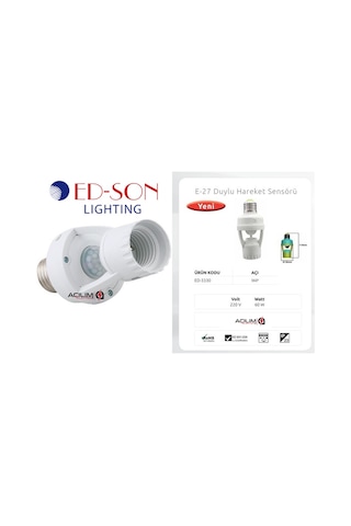 Pır Sensor Hareket Sensörlü Duy Tüm E27 Ampul Icin Ed-Son Marka Pır Sensor Hareket Sensörlü Duy Tüm E27 Ampul Icin Ed-Son Marka