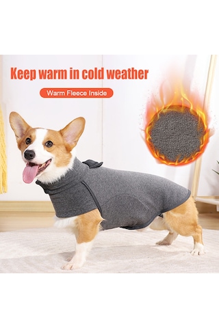 Vkemall Köpek Kışlık Sweatshirt: Yumuşak Yün İçi, Turtleneck, Isı Sağlar - Gri Xl Ya002m031