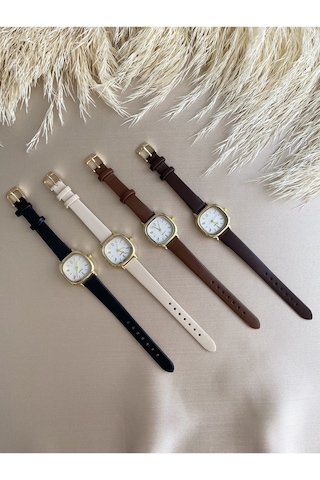 Retro Minimal Vintage Deri Kordon Kadın Kol Saati Kelebek Model Gümüş