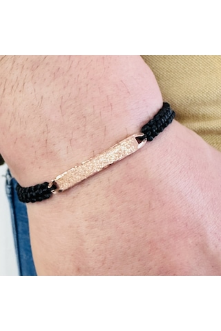 Gümüş Erkek Bileklik 14 Ayar Rose, Altın Kaplama, El Örgüsü,