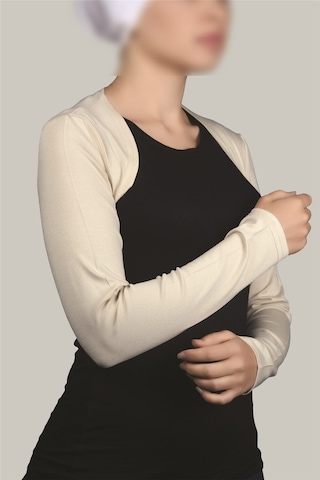 Altobeh Uzun Kollu Kadın Tesettür İçe Giyilen Bolero - Krem Çok Renkli