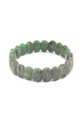 Murty99 Oval Kesim Hakiki Mikaşist Taşı Bileklik Yeşil