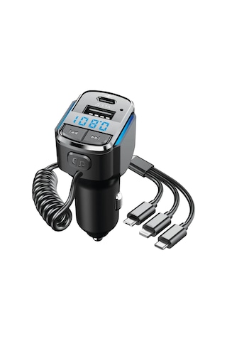 Hytech Hy-xcb50 Usb 5v 3.1a Led Ekran Usb Siyah 3 İn 1 Şarj Kablolu Bluetooth Fm Transmitter