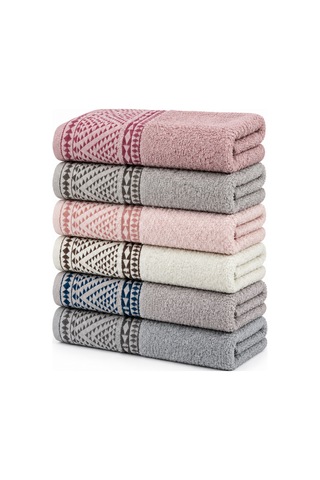 Otantik Jakarlı Banyo Havlusu Seti 6 Lı %100 Pamuk 70x140 Cm Çok Renkli