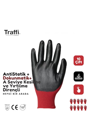 10çift Tg1290 Dokunmatik,antistatik A Seviye Direnç İş Eldiveni