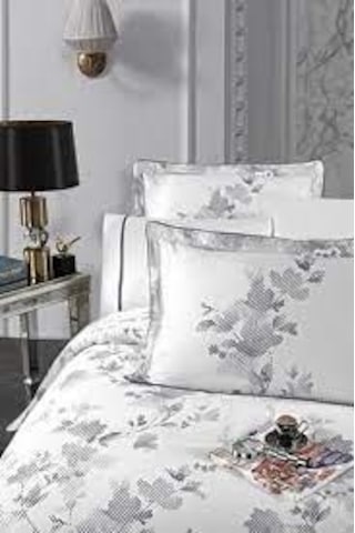 Silkarea Pamuk Saten Nevresim Takımı Çift Kişilik Florentine V1 Beyaz