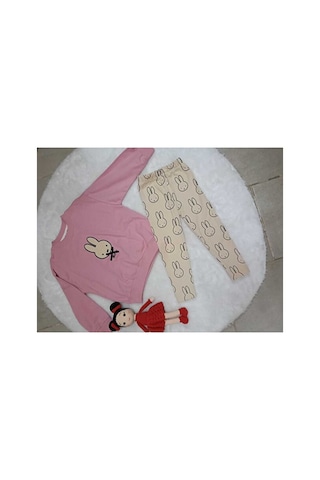 Bubiee Baby Tavşan Desenli Uzun Kollu Kız Çocuğu Alt Üst Takım Pembe