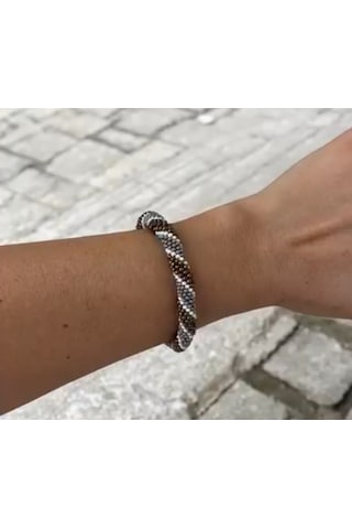 Aura El Yapımı Boncuk Bileklik Beyaz - Gri