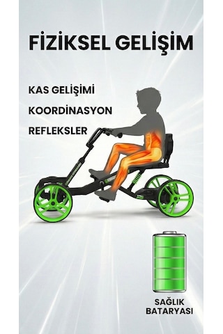 Elektrikli Pedal Go-kart Siyah - Yeşil