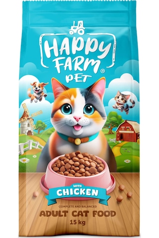 Happy Farm Yetişkin Kedi Maması Tavuk Etli 15 Kg