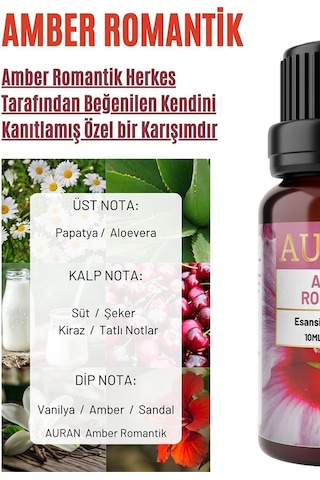 AURAN Amber Romantik Esansiyel Uçucu Koku Yağı Buhurdanlık Yağı