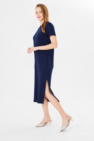 Sortie Collection Kadın Bisiklet Yaka Yan Yırtmaçlı Modal Elbise Lacivert