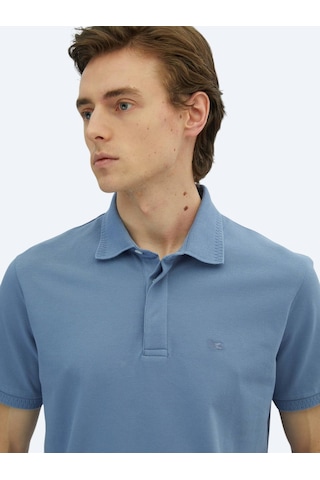 Havacı Mavi Düz Polo Yaka %100 Pamuk T-shirt Havacı Mavi