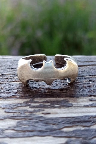 Antik Gümüş Kaplama Yarasa Adam Batman Şekilli El Yapımı Ayarlana - 549003366 Çok Renkli